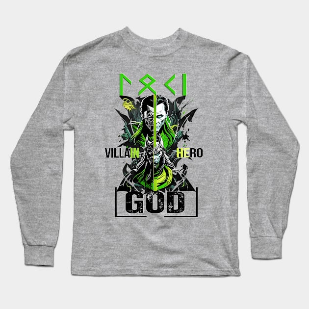 Loki Villain Hero God Long Sleeve T-Shirt by SkullTroops